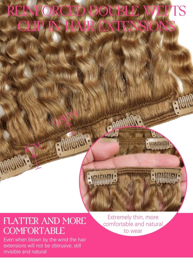 ليسر وصلات شعر Lacer Jerry Curly Clip in Hair Real Human Hair 3B 3C Curly Brazilian Remy Clips Ins Hair Extensions Honey Blonde للنساء ذوات البشرة السمراء (18 بوصة، Jerry Curly #27) - Image 4